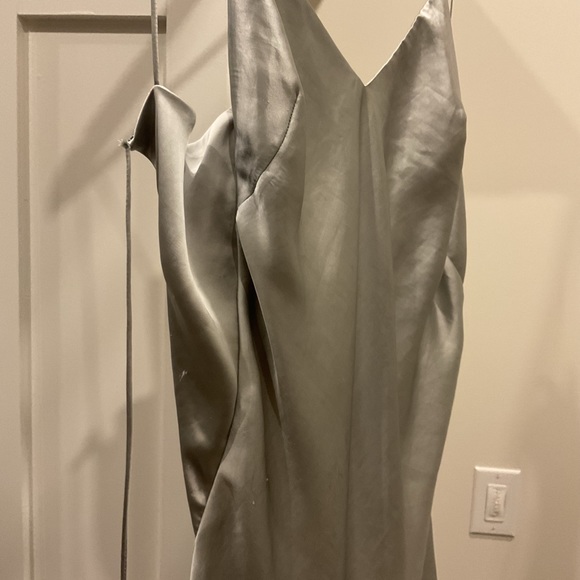 ZARA - Mini Dress - Silver Satin Tie-Back Dress - Women’s M - Gently used! - Picture 5 of 6